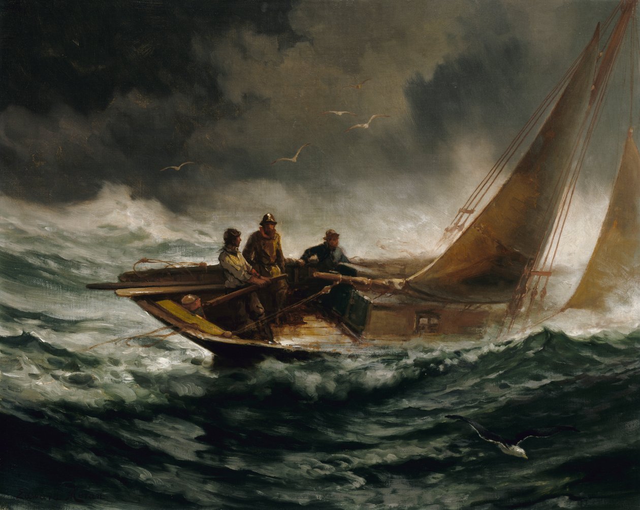 Bir Gale'yi sürmek, ca. 1889. by Edward Moran