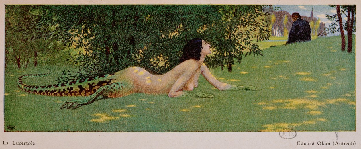 Lucertola (yarı dişi, yarı yeşil kertenkele), 1908 by Edward Okun