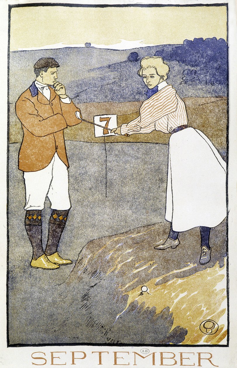 Golf Oynayan Çift - Edward Penfield