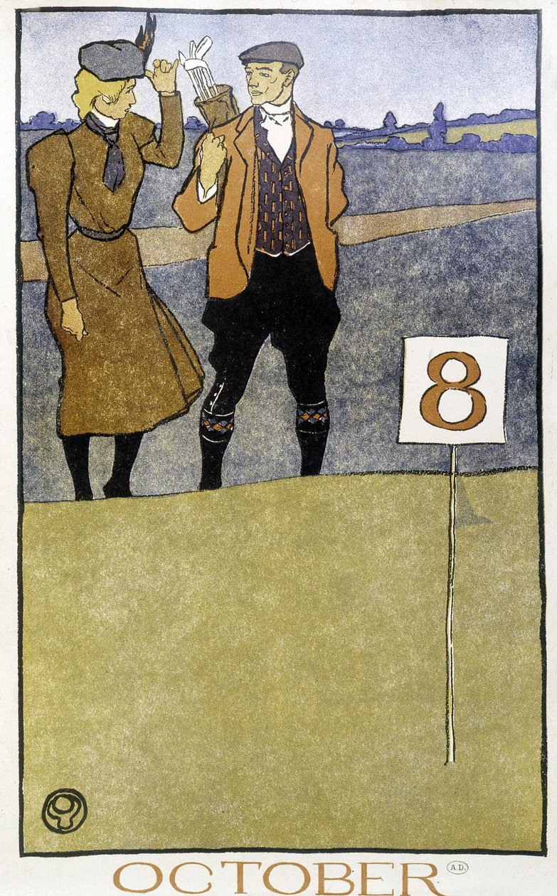 Golf oynayan çift - Edward Penfield, ed. 1899 by Edward Penfield