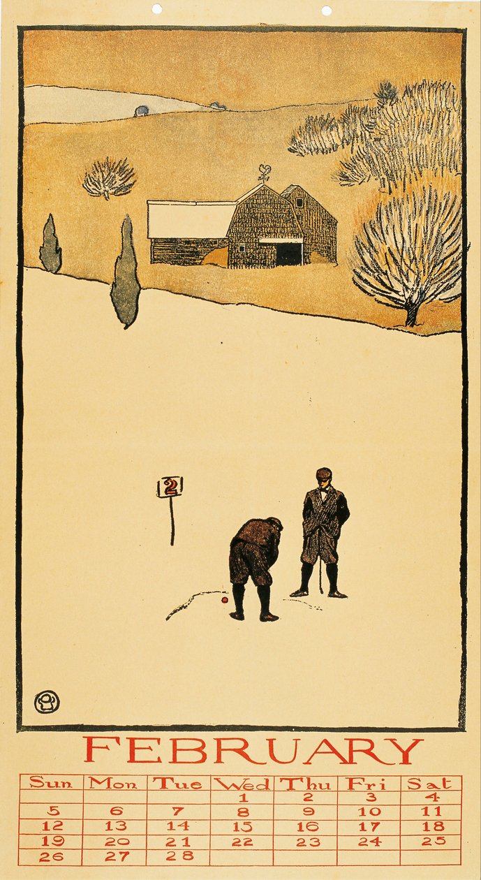Golf Takvimi. Şubat - Edward Penfield (1866-1925) - 1899 - Renkli litografi - 41x28.6 - Museu Nacional d
