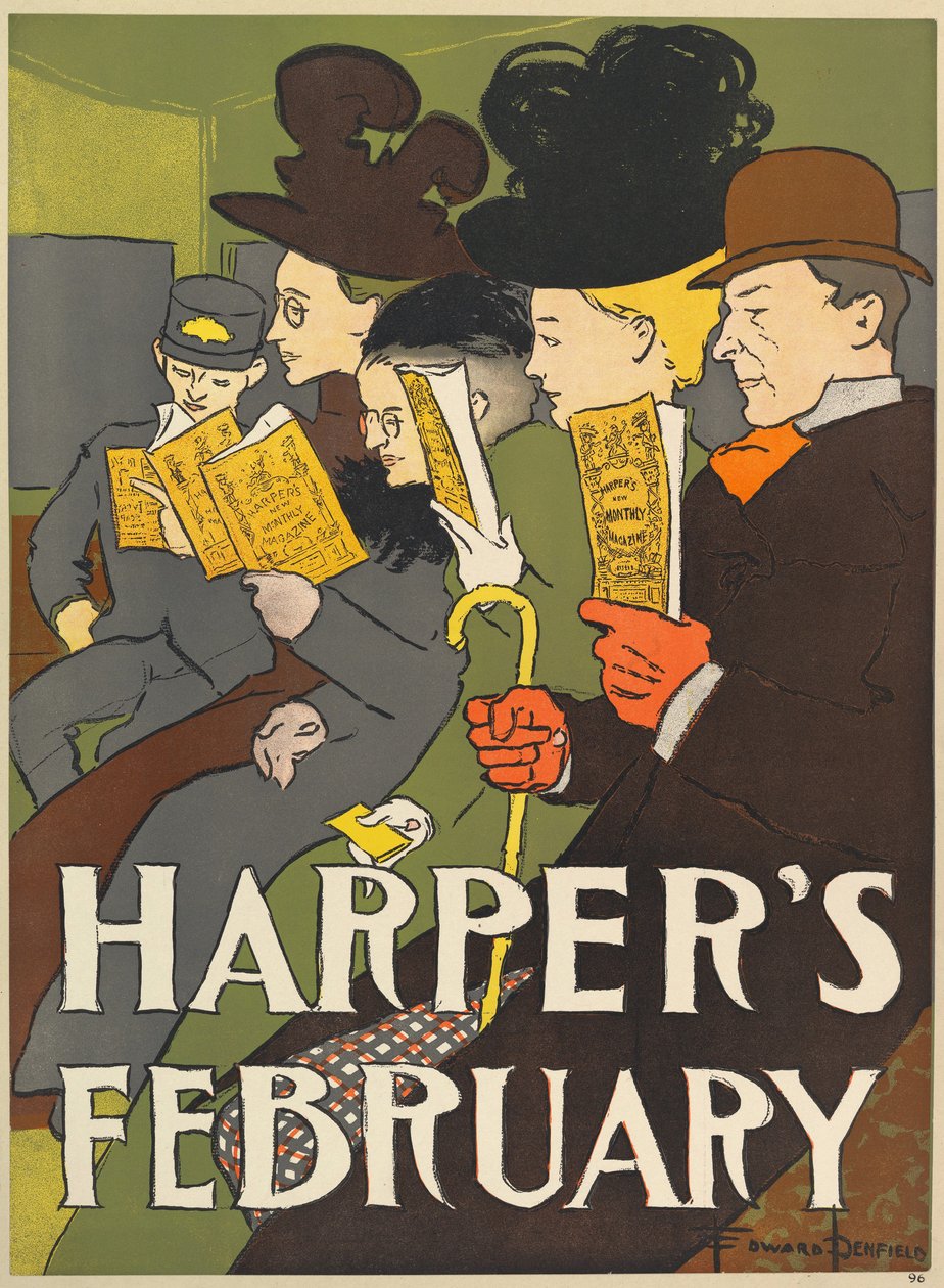 Harpers New Monthly Magazine, Şubat 1896 (renkli taş) by Edward Penfield