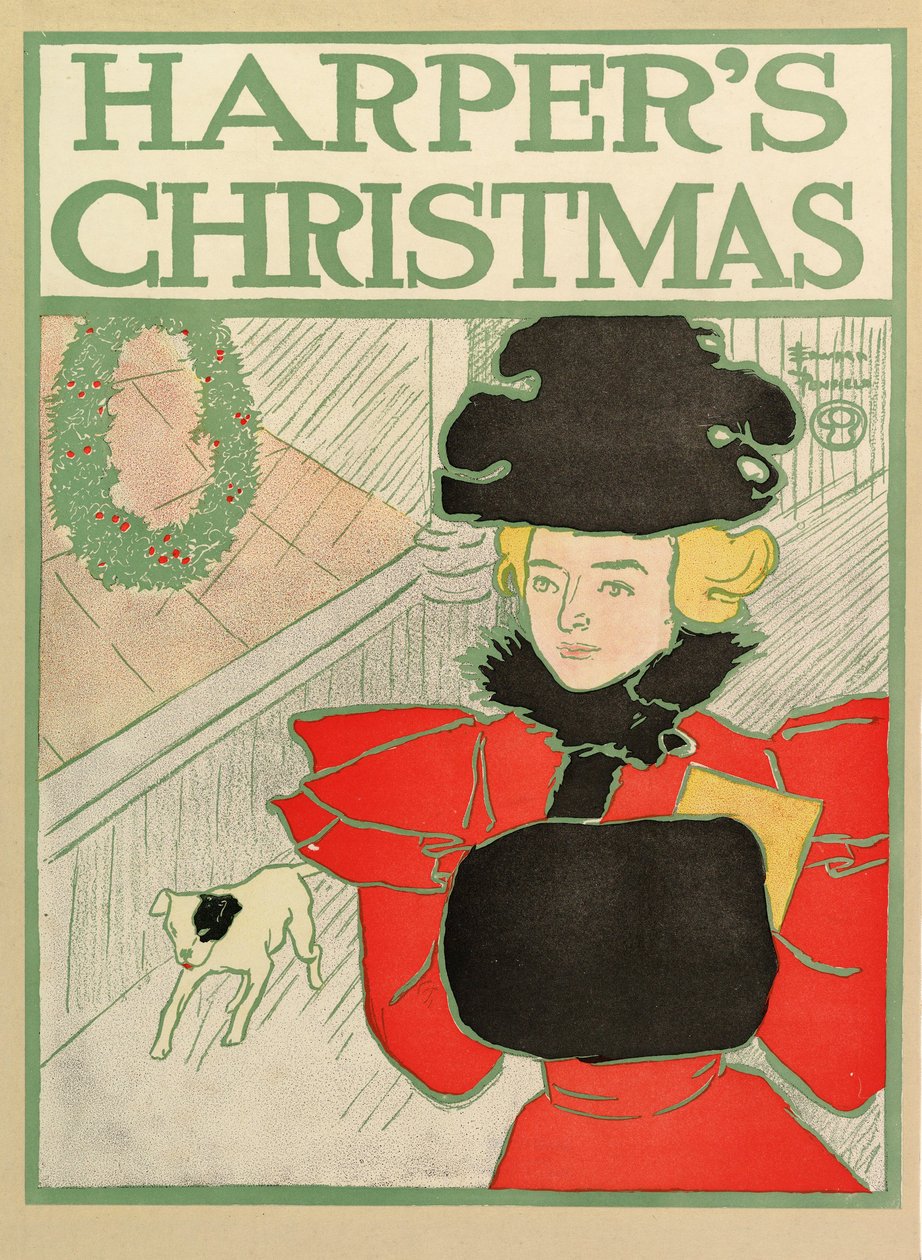 Poster reklam Harpers New Monthly Magazine, Noel 1894 by Edward Penfield