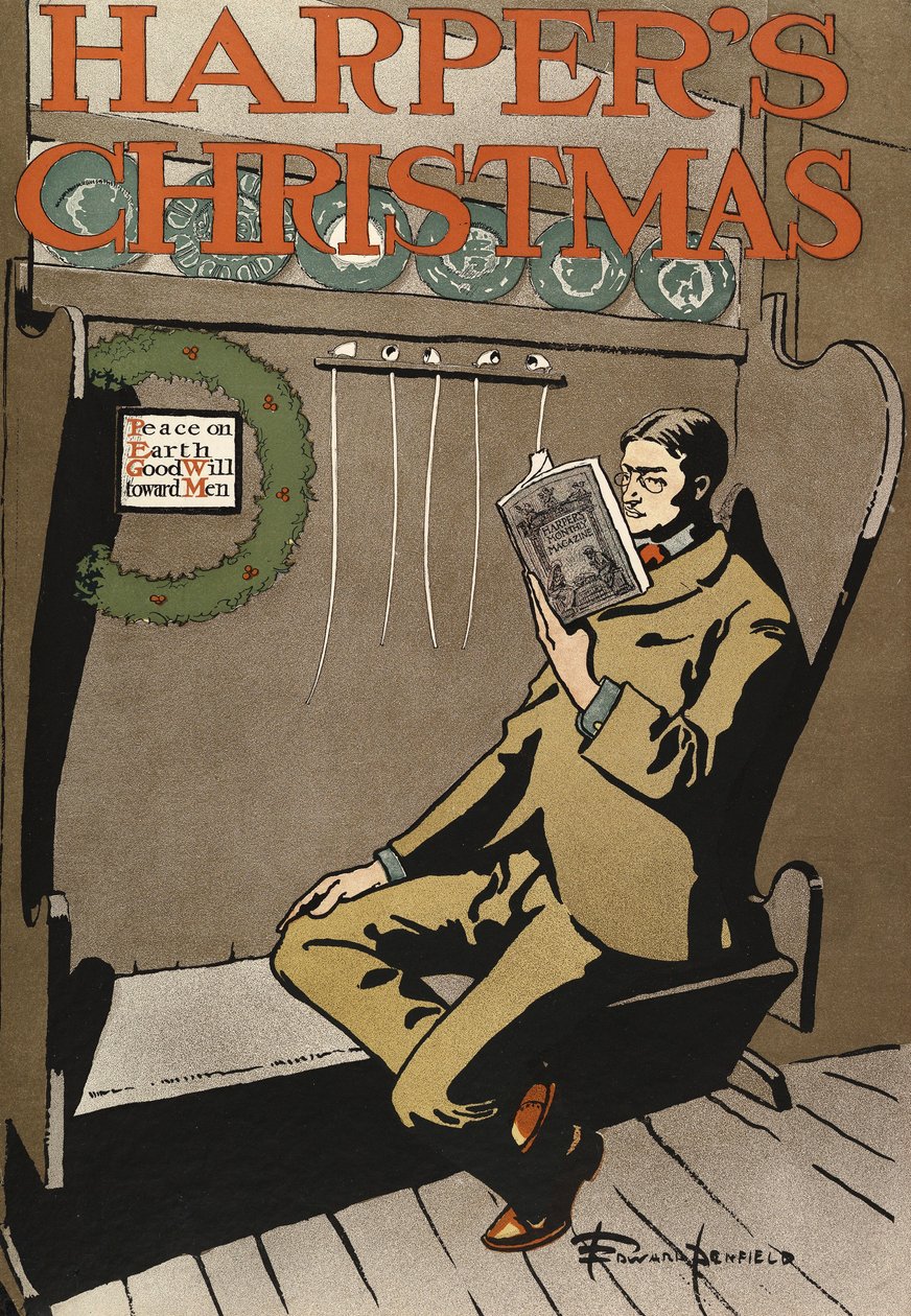 Poster reklam Harpers New Monthly Magazine, Noel 1897 (renkli litografi) by Edward Penfield