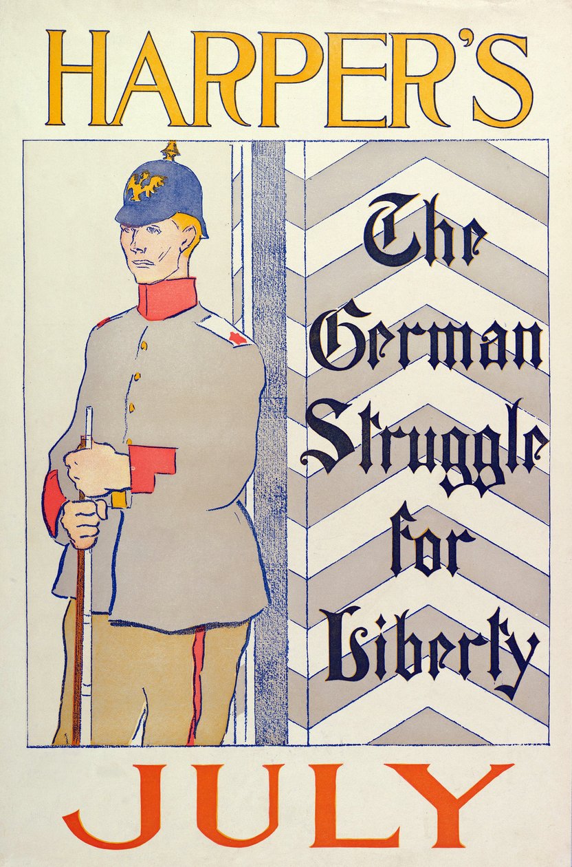 Poster reklam Harpers New Monthly Magazine, Temmuz 1895 (renkli litografi) by Edward Penfield