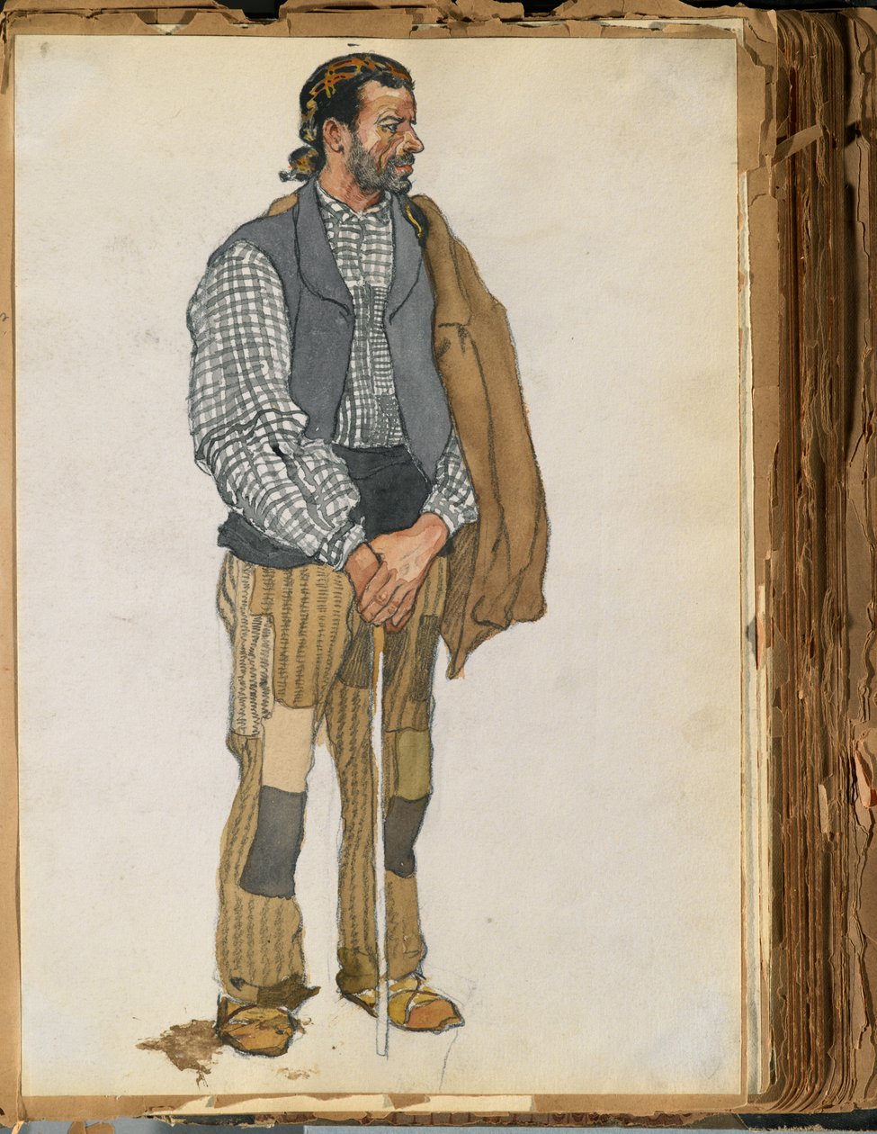 İspanyol bir adamın taslağı, 1906 (kağıt defterine monte edilmiş kağıt üzerine wc ve grafit) by Edward Penfield