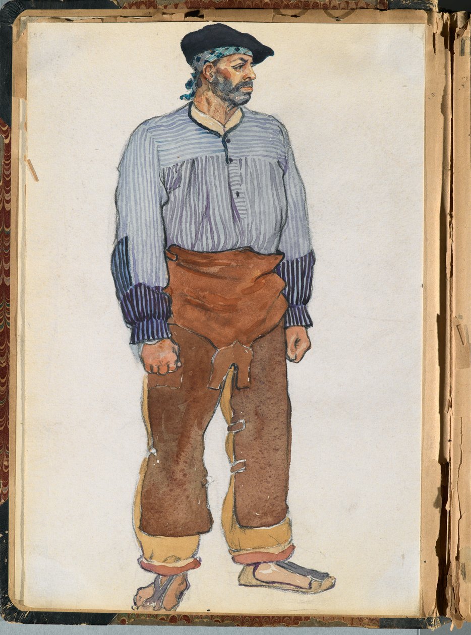 İspanyol çizimi, c.1911 (kağıt defterine monte edilmiş kağıt üzerine wc ve grafit) by Edward Penfield