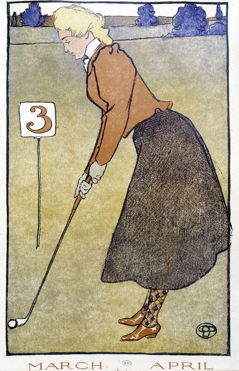 Golf Oynayan Kadın - Edward Penfield