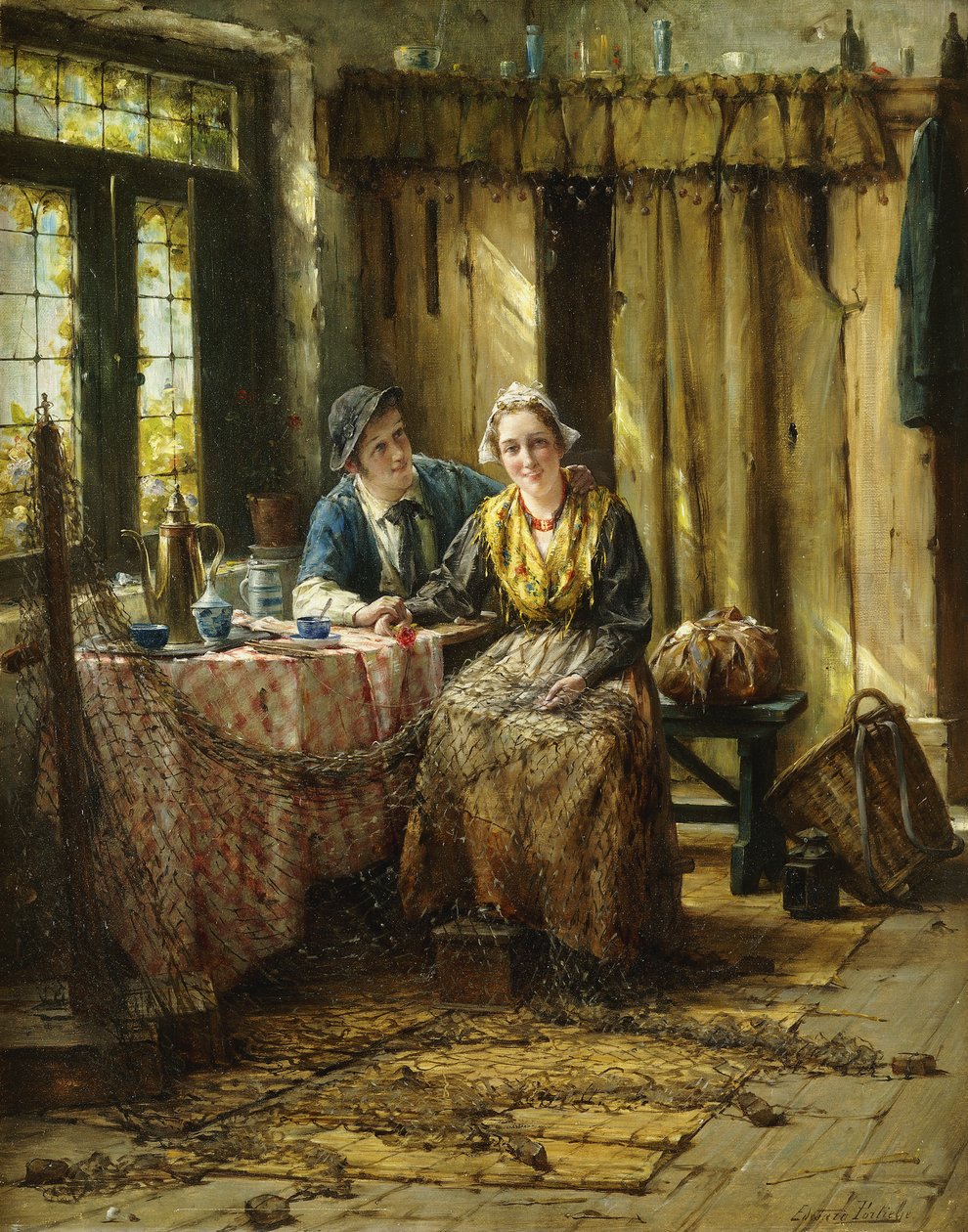 Bir İç Mekanda Balıkçılar by Edward Portielje
