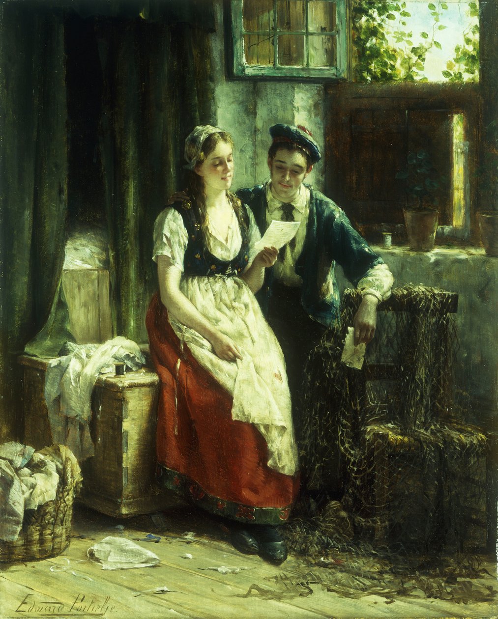 Mektup (panelde yağ) by Edward Portielje