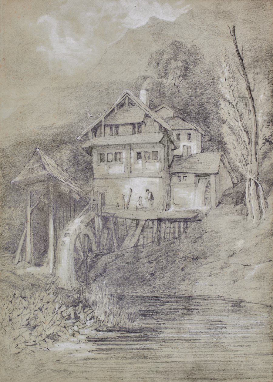 Su değirmeni ile manzara by Edward Pretty