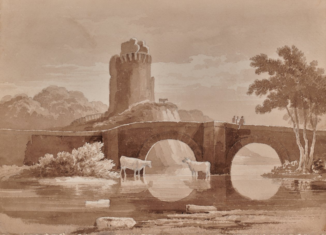 Köprü ve inekler ile manzara by Edward Pretty