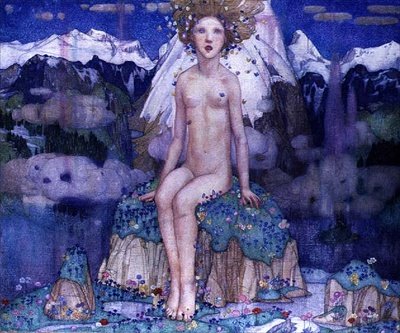 Alplerde Aşk, 1920 dolayları (tuval üzerine sıcaklık) by Edward Reginald Frampton