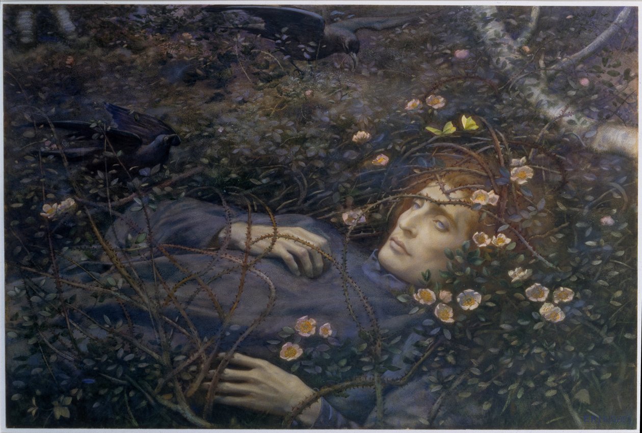 'Oh, Hollow'daki Nedir?' (kağıt üzerine sulu boya) by Edward Robert Hughes