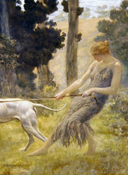 Köpeğini Yürüten Kadın (gemide öfke) by Edward Robert Hughes