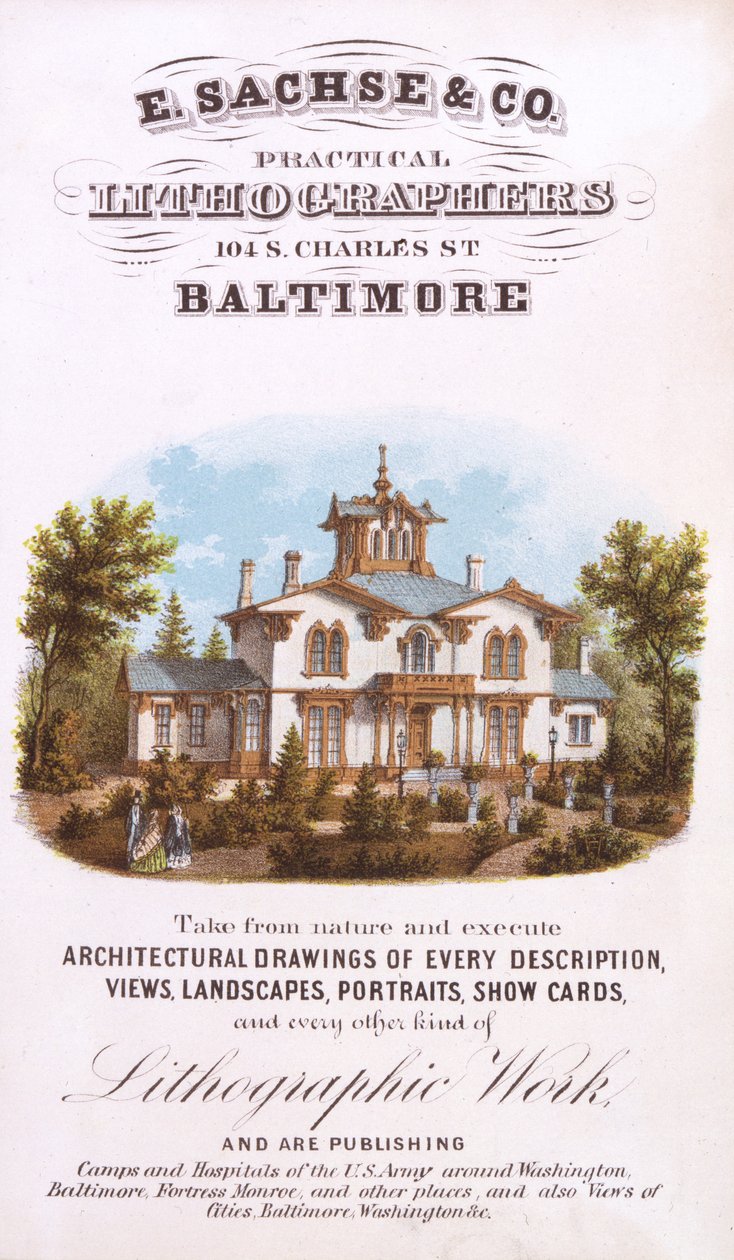 E. Sachse und Co., Practical Lithographers, 104 S. Charles St., Baltimore, (litografi [ticari kart]) by Edward Sachse