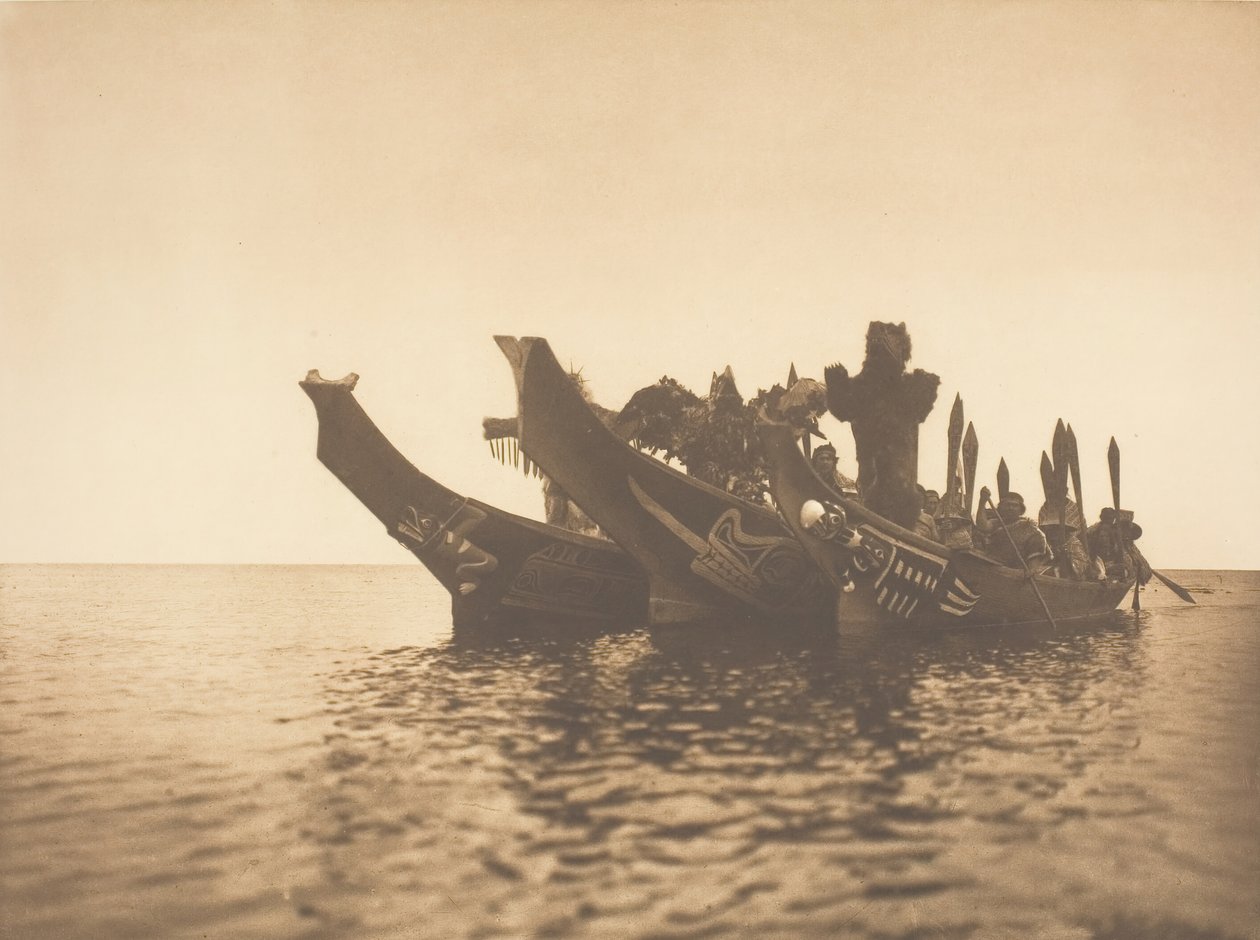 Kanolarda Maskeli Dansçılar - Qagyuhl A, 1914. by Edward Sheriff Curtis