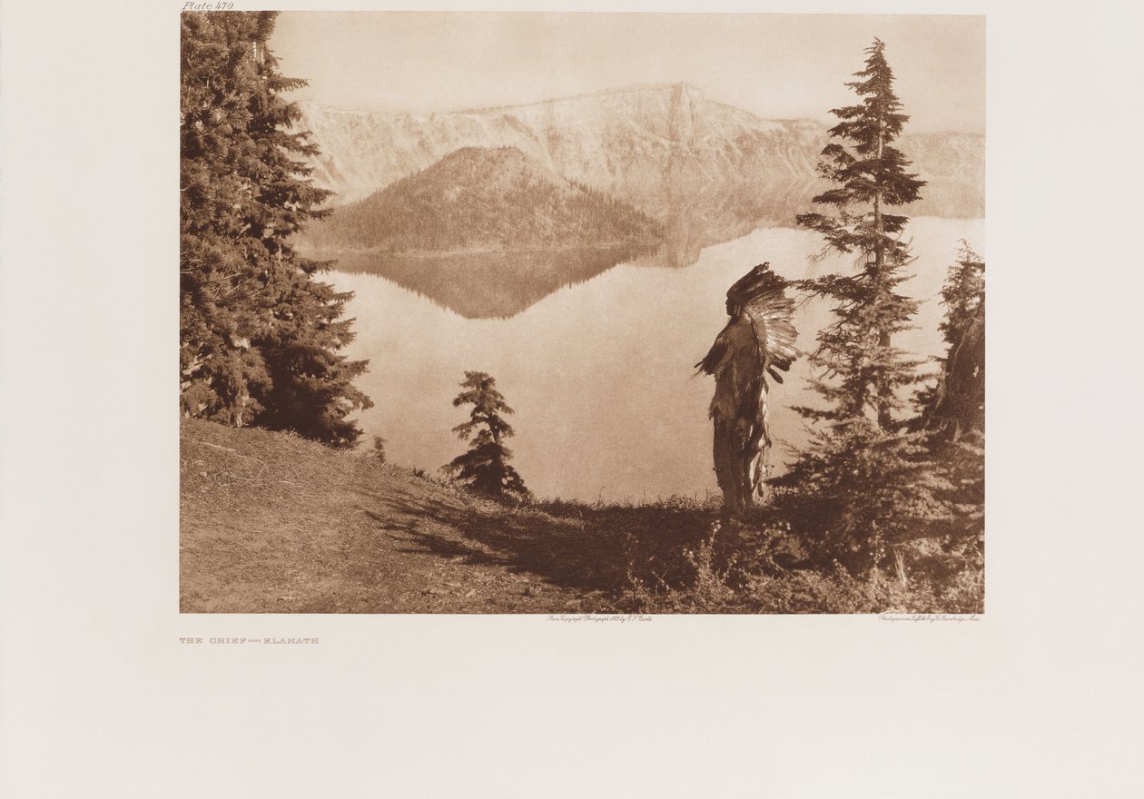 Chief-Klamath, 'Kuzey Amerika Kızılderilisi, Portföy 2'den levha by Edward Sheriff Curtis
