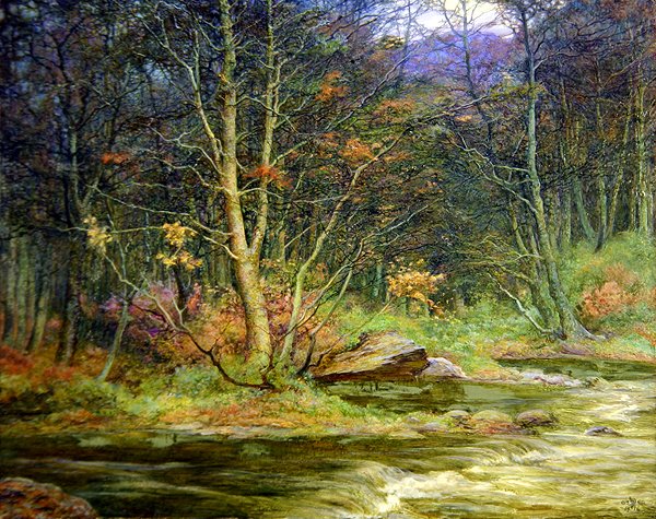 Bir Woodland Deresi (tuval üzerine yağlı boya) by Edward Steel Harper