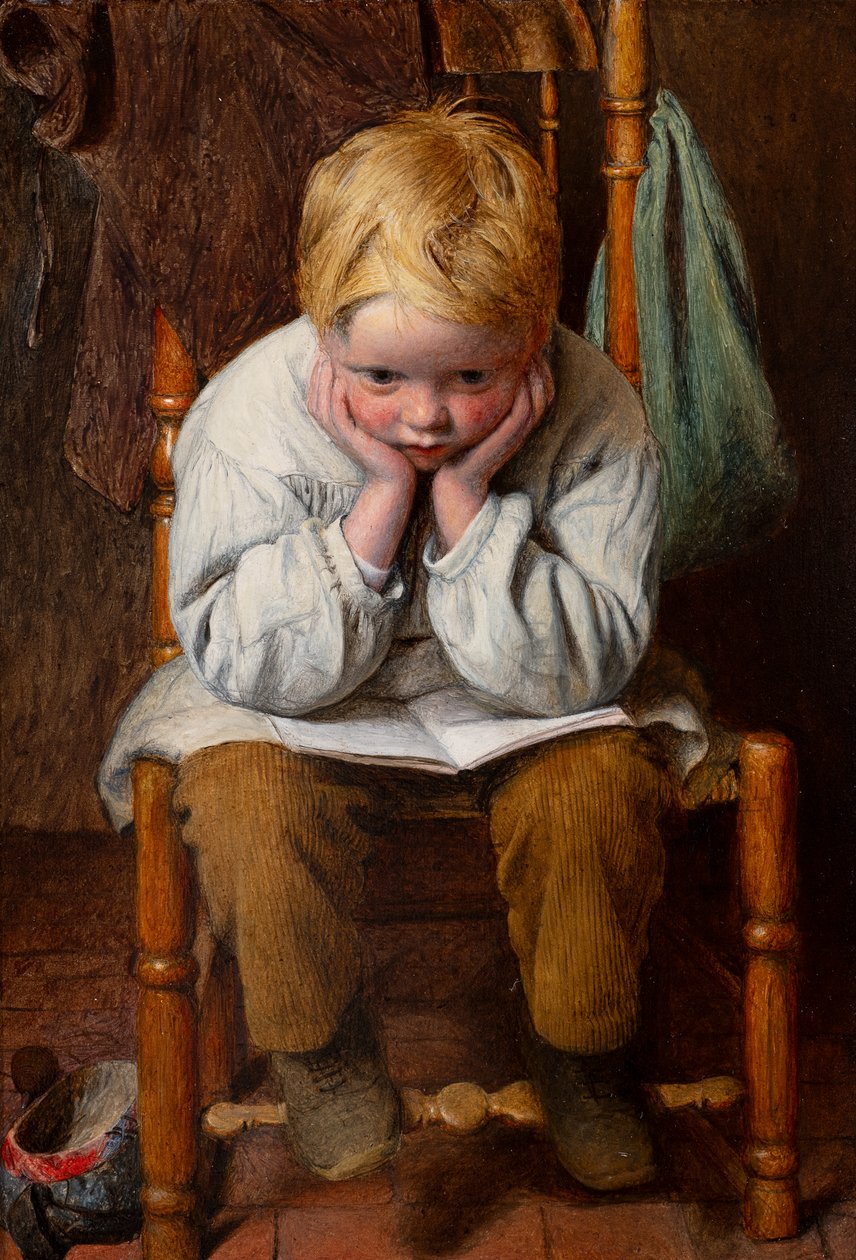 Learning by Heart (tahta üzerine yağlıboya) by Edward Thompson Davis