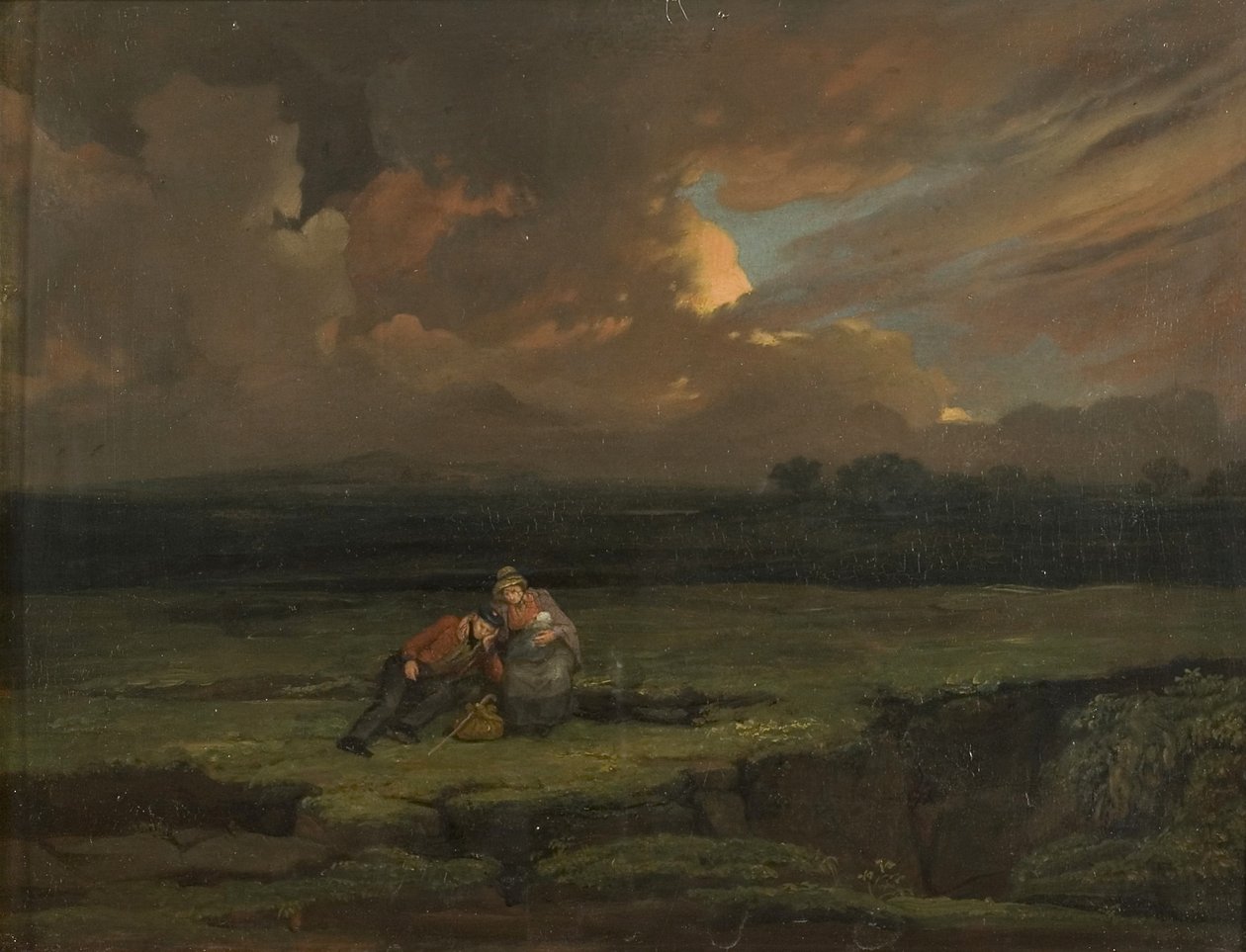 Fırtınalı Bir Manzarada Bir Asker ve Karısı ve Çocuğu by Edward Villiers Rippingille