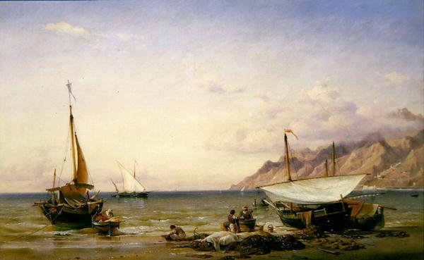 Balıkçılar ağlarını koruyor by Edward William Cooke