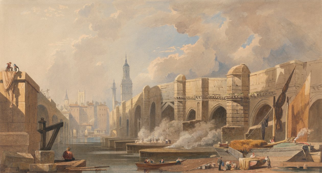 Eski ve Yeni Londra Köprüsü by Edward William Cooke
