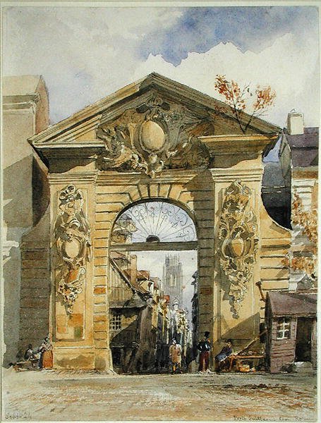 Porte Guillaume Leon, Rouen (kağıt üzerine sulu boya) by Edward William Cooke
