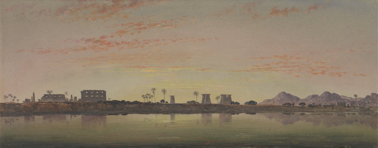 Karnak'taki Direkler, Uzaktaki Theban Dağları by Edward William Cooke