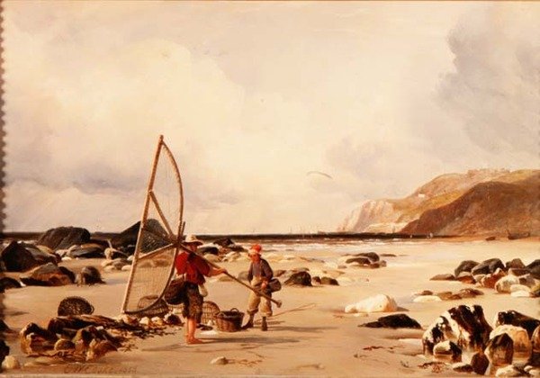 Bir sahilde karidesler by Edward William Cooke