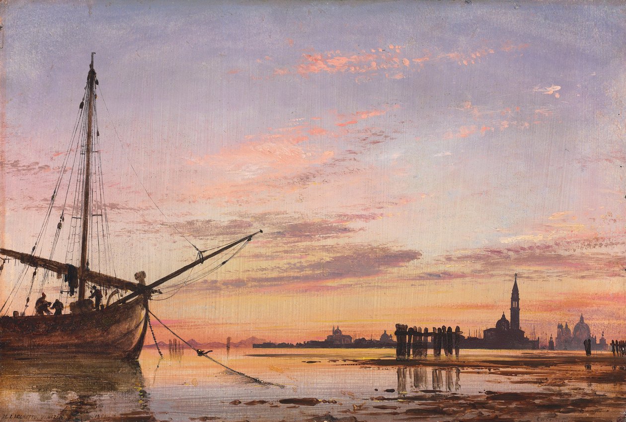 Lagün Karşısında Görünüm, Venedik, Gün Batımı, 1850 by Edward William Cooke