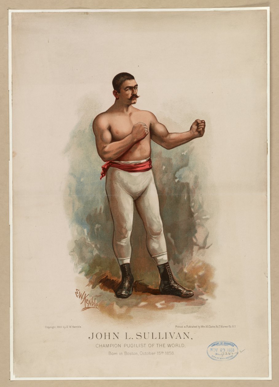 John L. Sullivan, dünya şampiyonu boksör, c. 1883 (krolitograf) by Edward Windsor Kemble