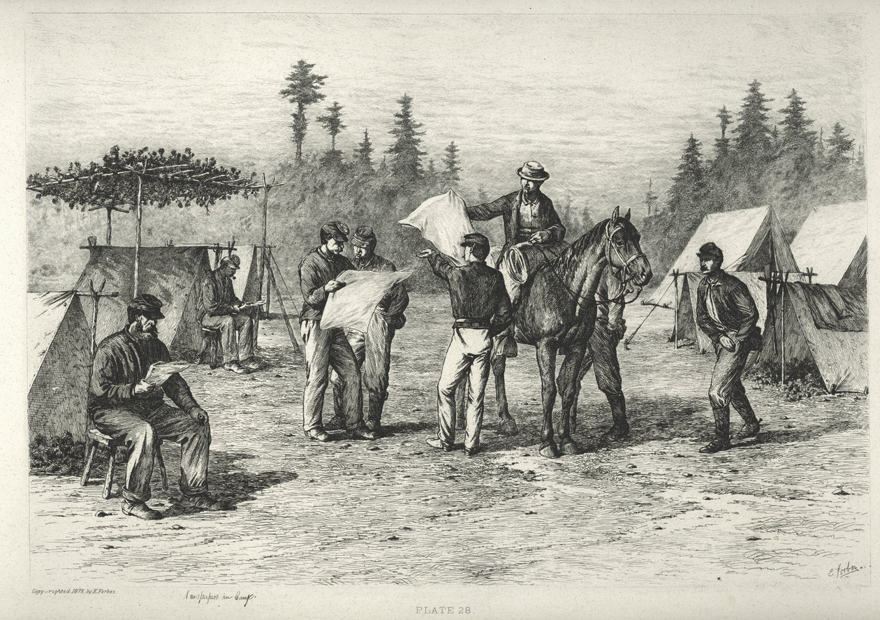 Kamptaki Gazeteler by Edwin Austin Forbes