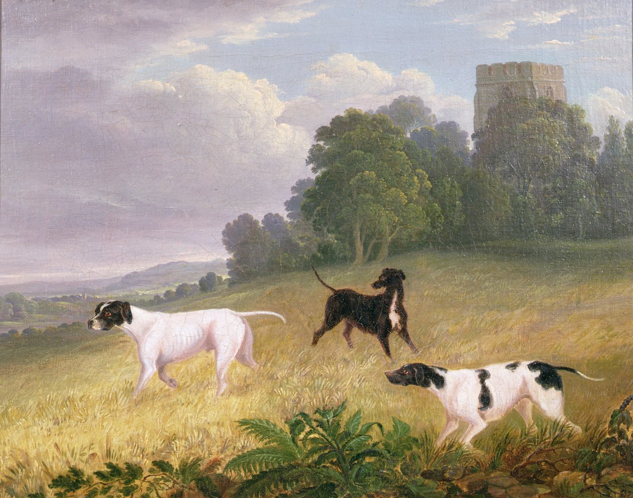 Bir Manzaradaki İşaretçiler (tuval üzerine yağlı boya) by Edwin (attr. to) Cooper