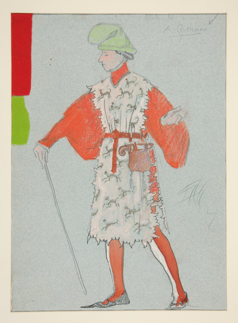 Bir Beyefendi, Henry Irving için kostüm çizimi by Edwin Austin Abbey