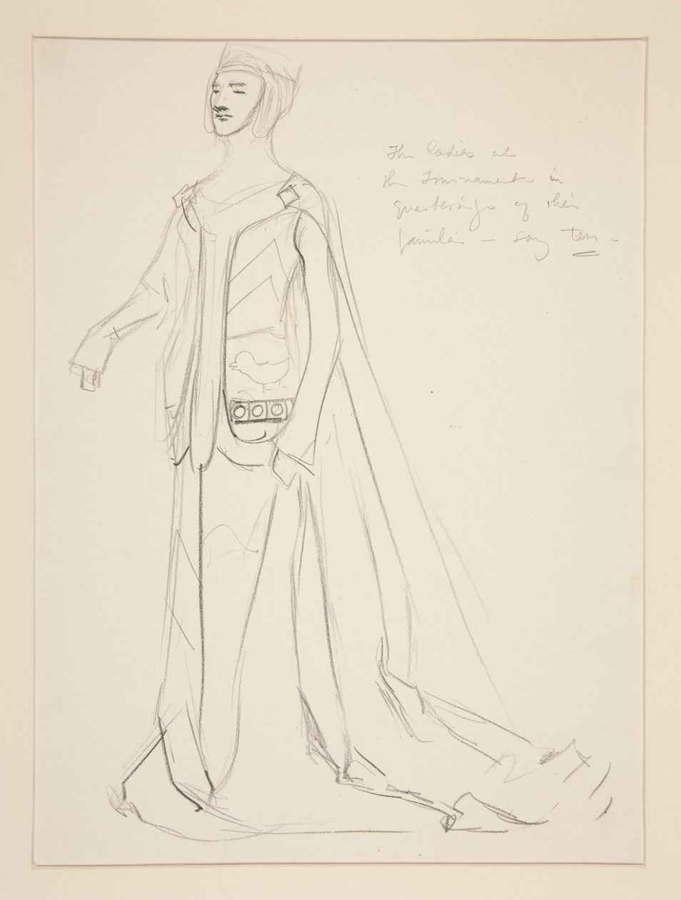 A Lady, Henry Irving için kostüm çizimi by Edwin Austin Abbey