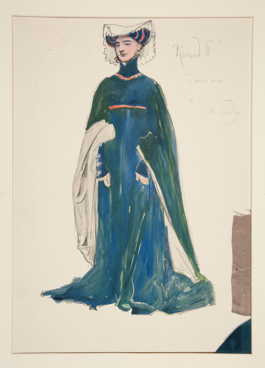 A Lady, Henry Irving için kostüm çizimi by Edwin Austin Abbey
