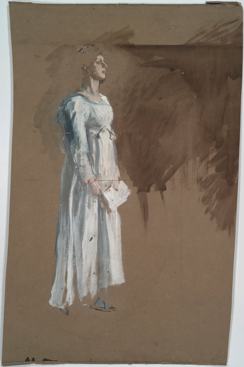 Klasik elbiseli bir figür. by Edwin Austin Abbey