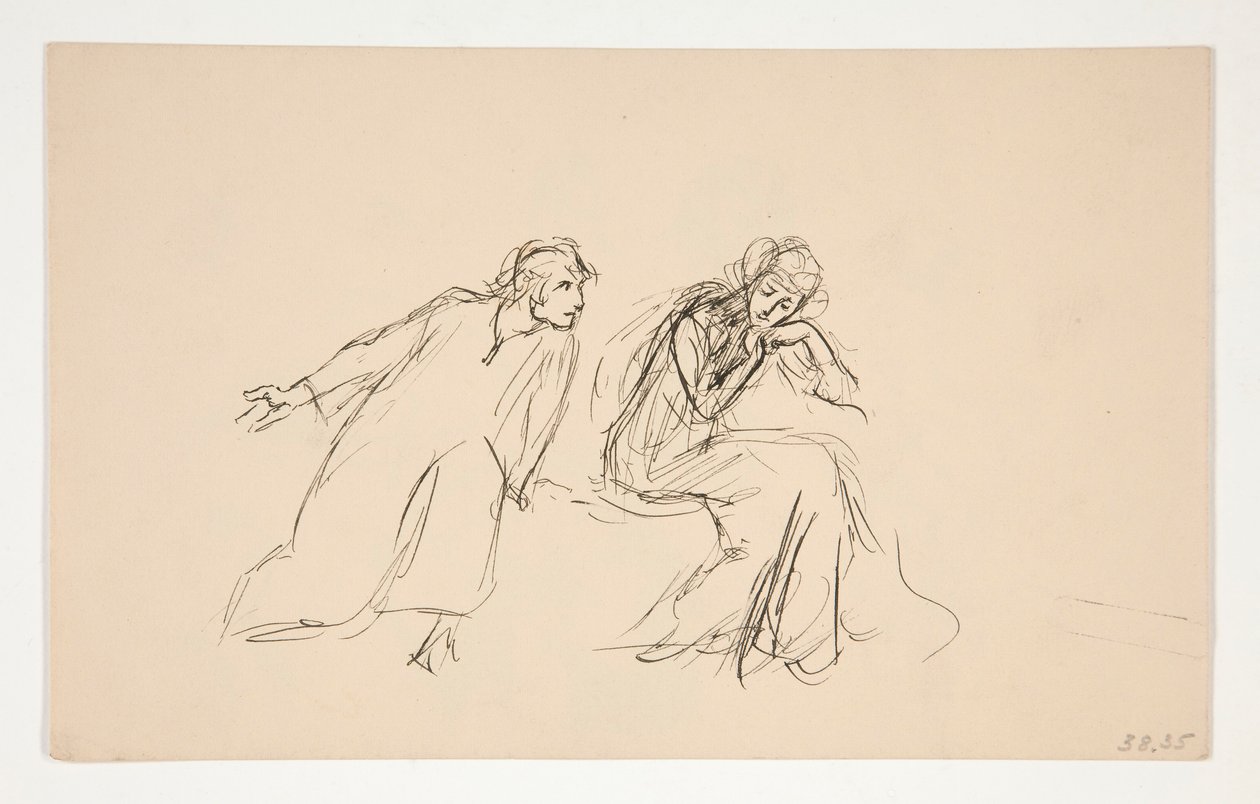 Angelo ve Isabella (.1104 için çalışma) - II. Perde, IV. Sahne, Ölçü Ölçüsü by Edwin Austin Abbey