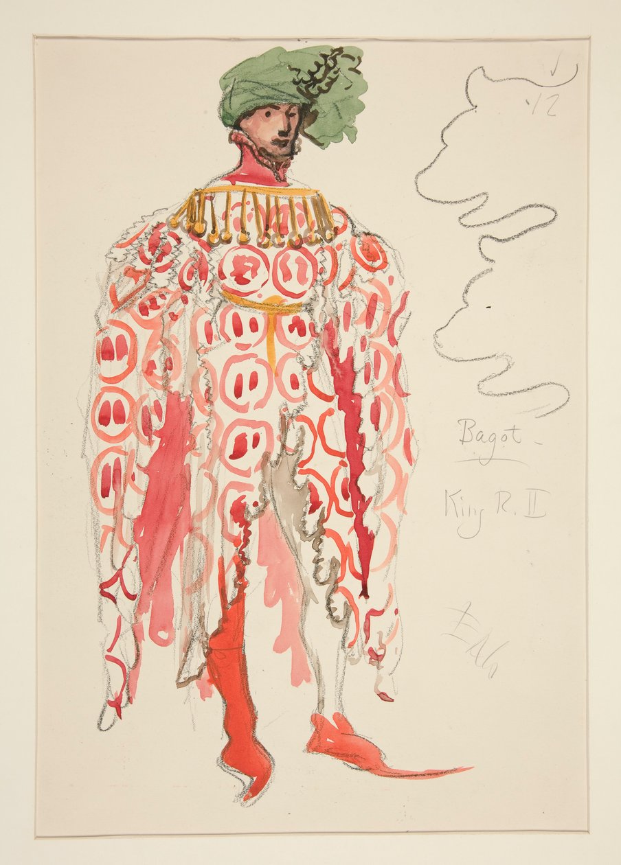 Bagot, Henry Irving için kostüm çizimi by Edwin Austin Abbey