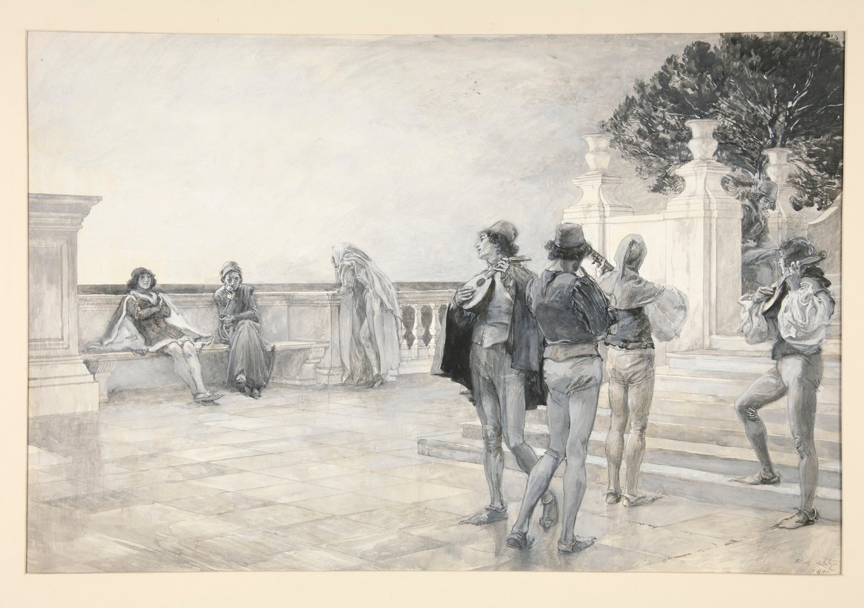 Balthazar şarkı söylüyor: by Edwin Austin Abbey