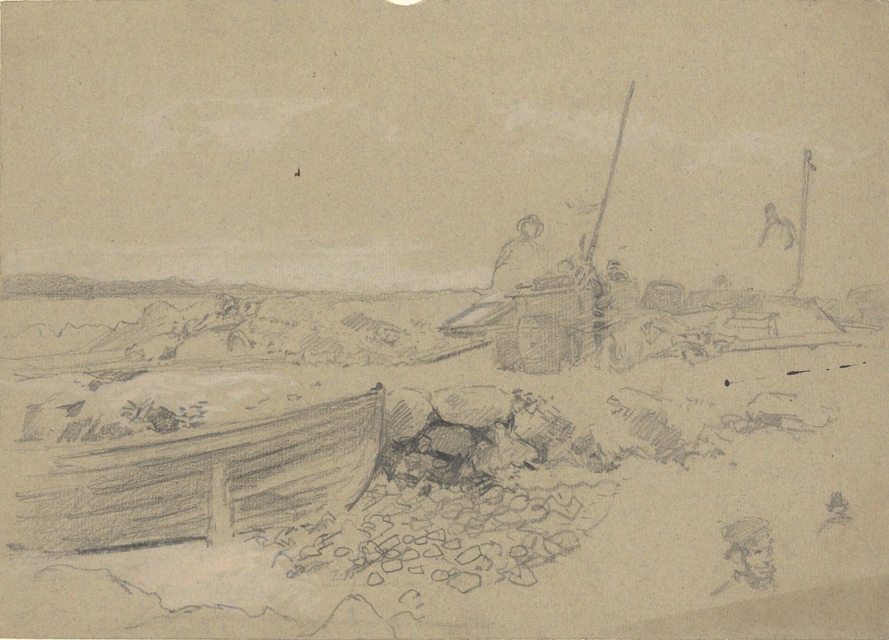Dory ile plaj sahnesi by Edwin Austin Abbey