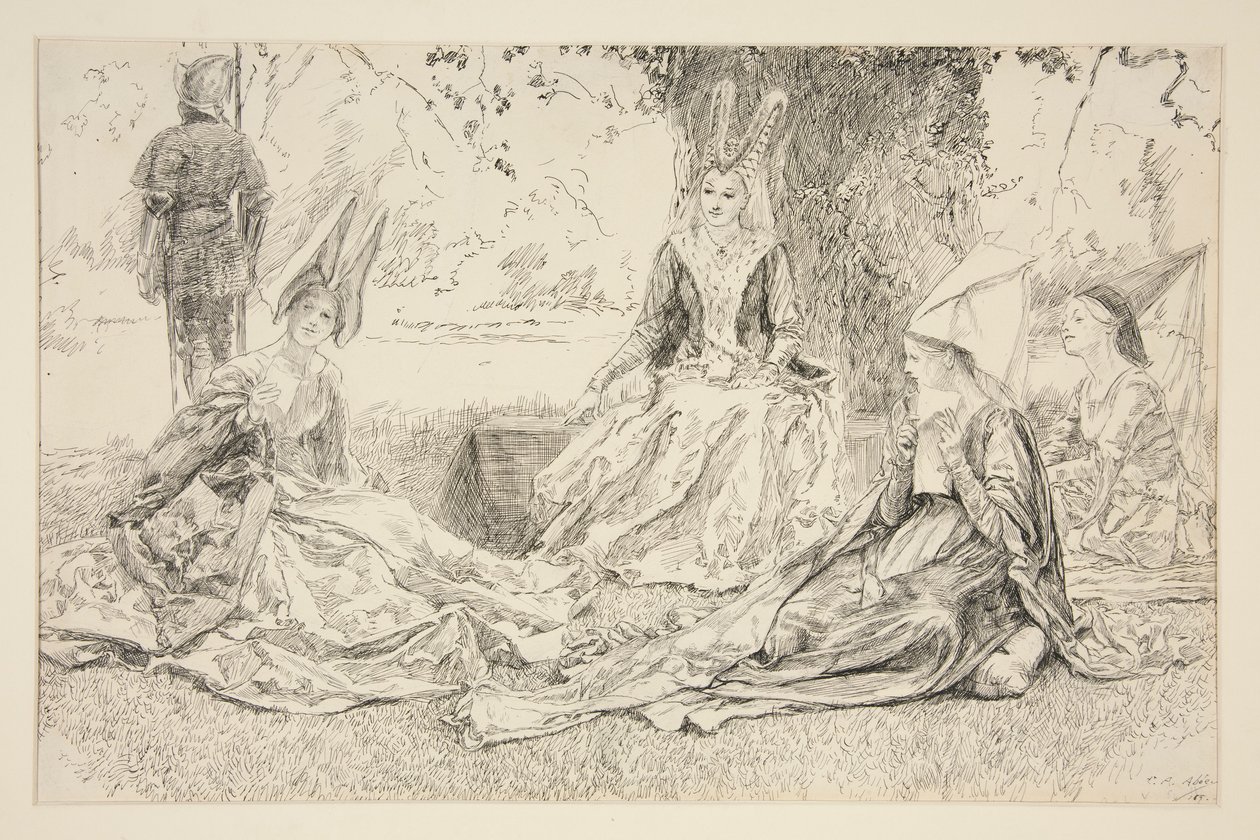 Prensesin önünde by Edwin Austin Abbey