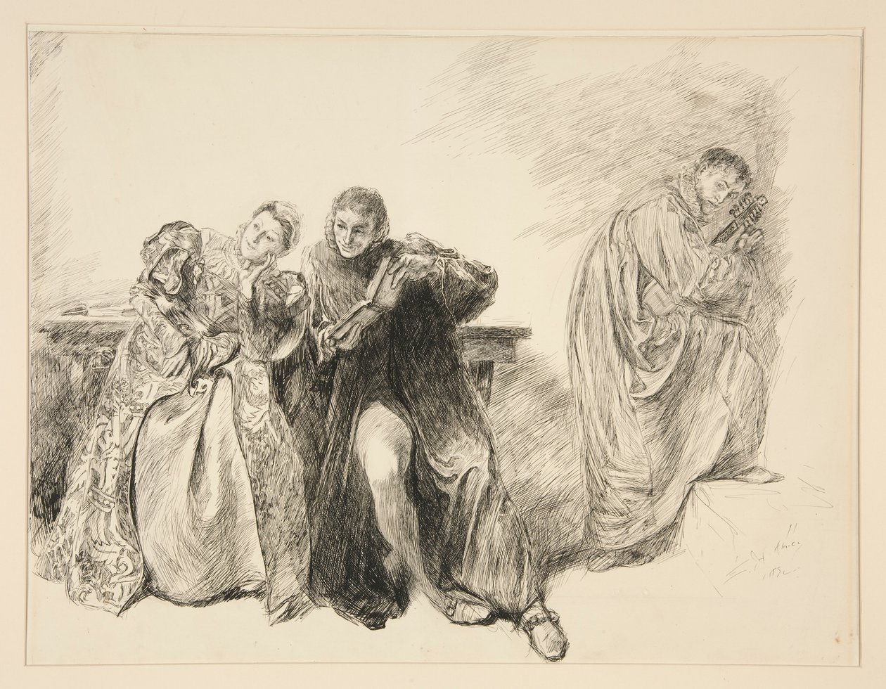 Bianca ve Lucentio, III. Perde, Sahne i, Hırçın Ehlileştirilmesi'nden by Edwin Austin Abbey