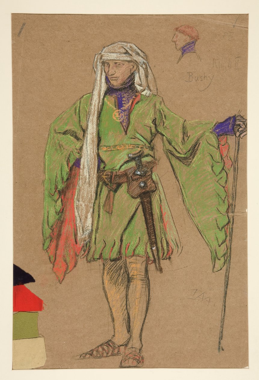 Gür, Kral II. Richard için kostüm çizimi by Edwin Austin Abbey