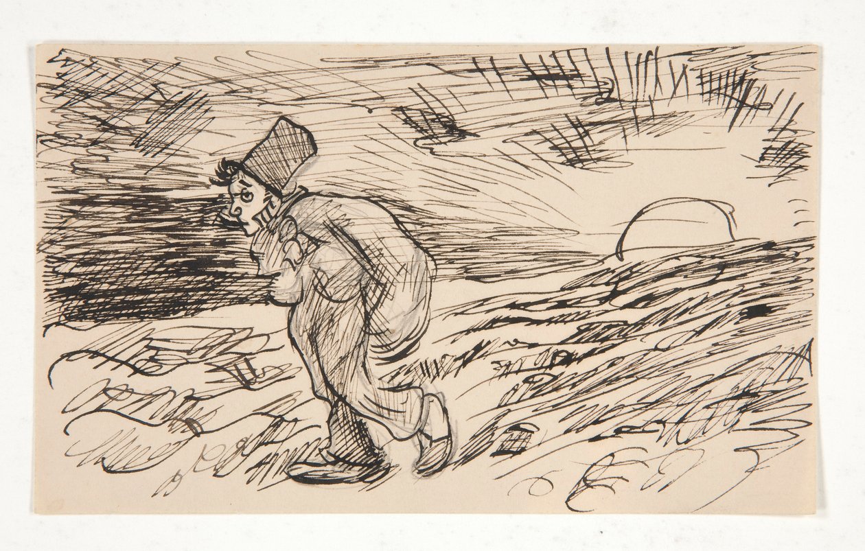 Güneş doğarken yürüyen figür karikatürü. için çalışmak by Edwin Austin Abbey