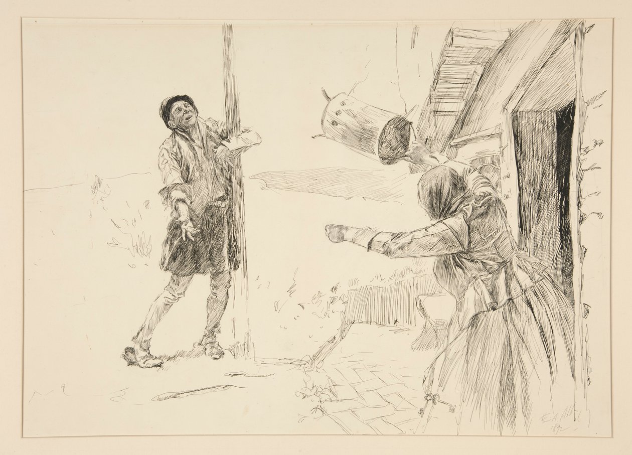 Christopher Sly, Giriş için örnek, Sahne ii, Hırçın Evcilleştirme by Edwin Austin Abbey
