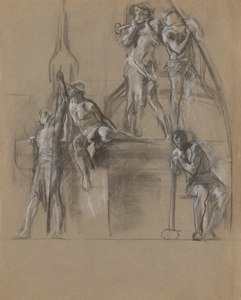 Madencilerin figürleri için kompozisyon çalışması by Edwin Austin Abbey
