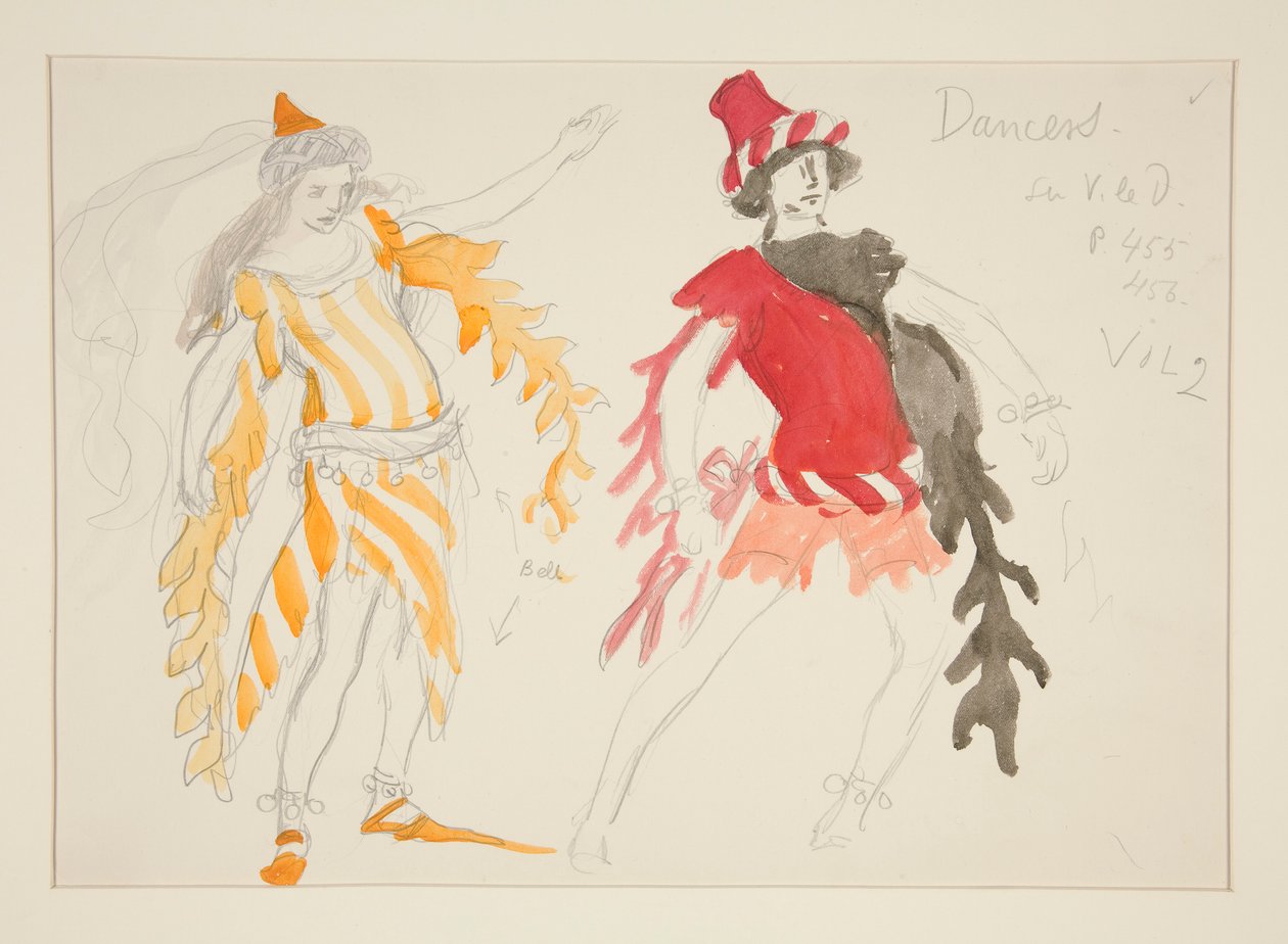Dansçılar, Henry Irving için kostüm çizimi by Edwin Austin Abbey