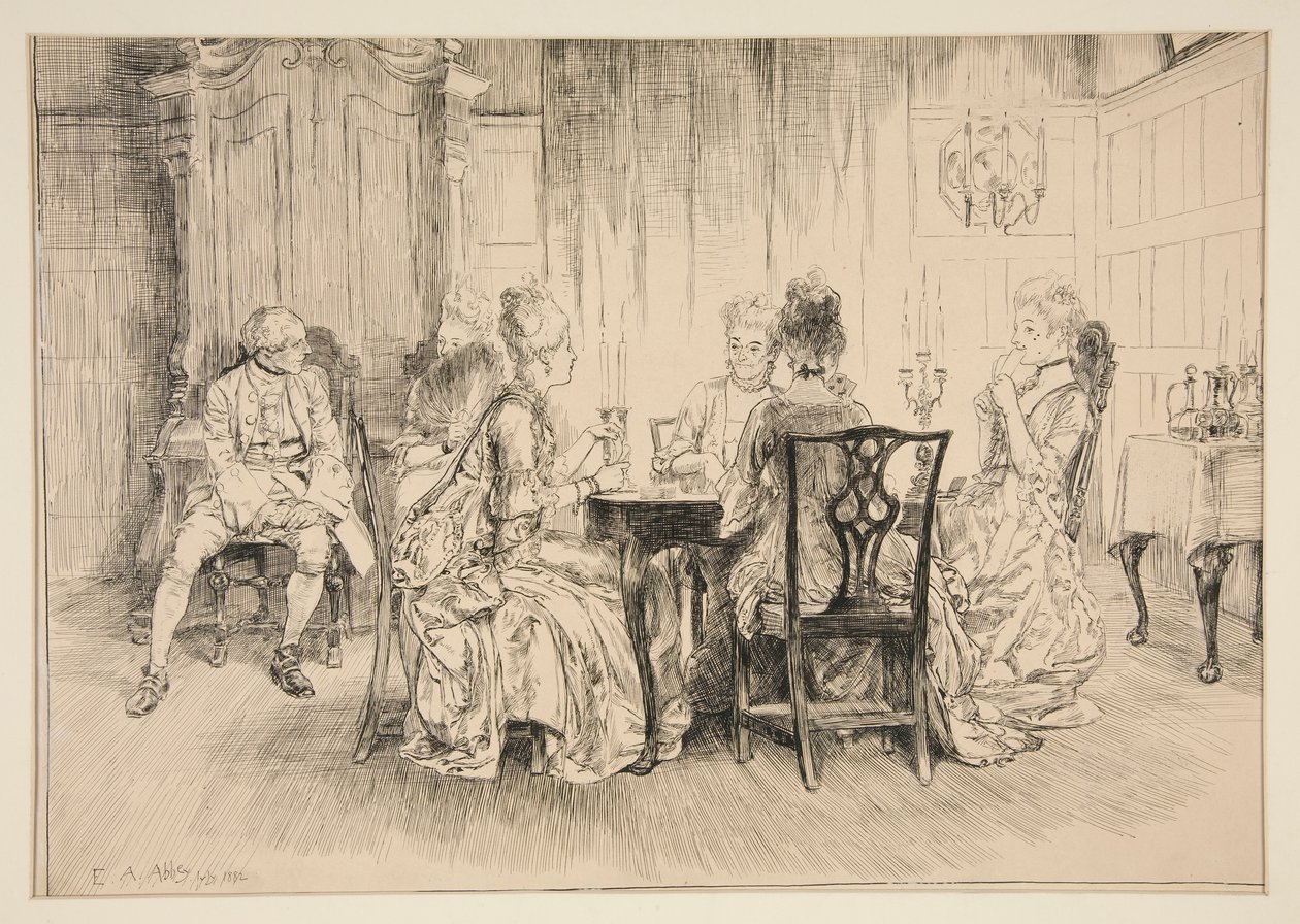 Yemek Sahnesi - Austin Dobson için illüstrasyon by Edwin Austin Abbey